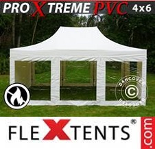 Quick-up telt FleXtents pro Xtreme 4x6m Hvit, inkl. 8 sider