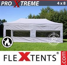 Quick-up telt FleXtents pro Xtreme 4x8m Hvit, Flammehemmende, inkl. 4 sider